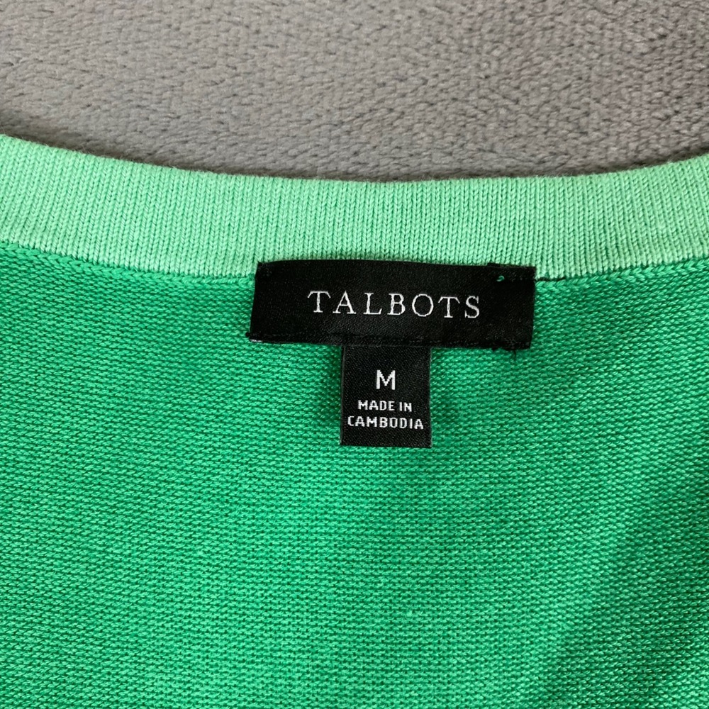 Talbots Green Cotton Tencel Blend Sleeveless Knit Shell Top Tank Medium - Picture 2 of 7